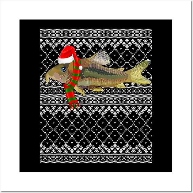 Xmas Fish Santa Hat Corydoras Catfish Ugly Christmas Wall Art by kasperek